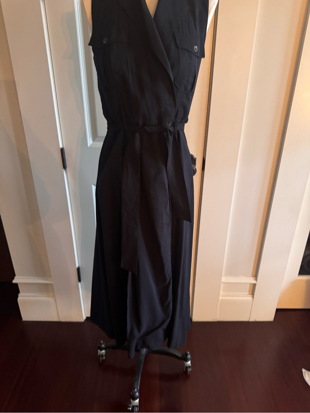 Banana Republic Black Sleeveless Wrap Dress with Waist Tie